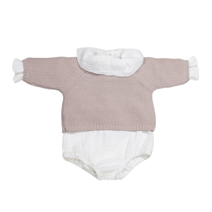 Conjunto 3 Peças para Recém Nascido em Tricot Pasito a Pasito Pink 0-1m
