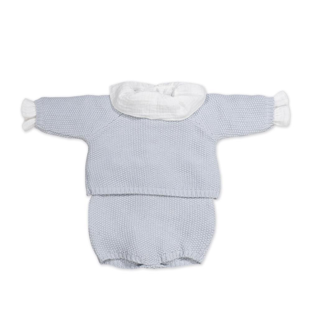 3-Piece Newborn Knitted Set Pasito a Pasito Blue 0-1m
