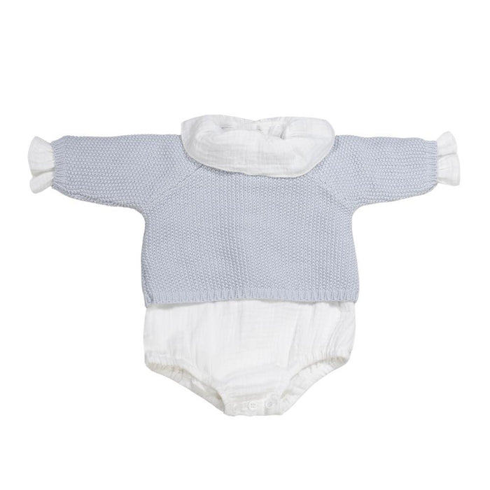 Conjunto 3 Peças para Recém Nascido em Tricot Pasito a Pasito Blue 0-1m