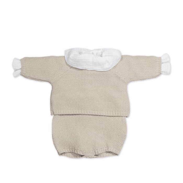 Conjunto 3 Peças para Recém Nascido em Tricot Pasito a Pasito Beige 0-1m