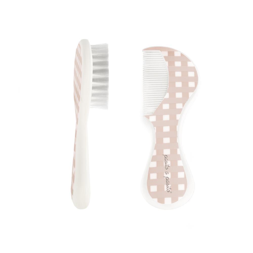Conjunto Escova e Pente Pasito a Pasito Vichy Pink