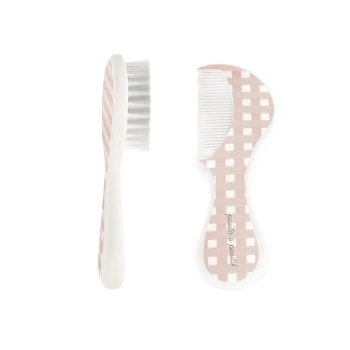 Conjunto Escova e Pente Pasito a Pasito Vichy Pink