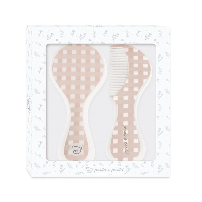 Conjunto Escova e Pente Pasito a Pasito Vichy Pink