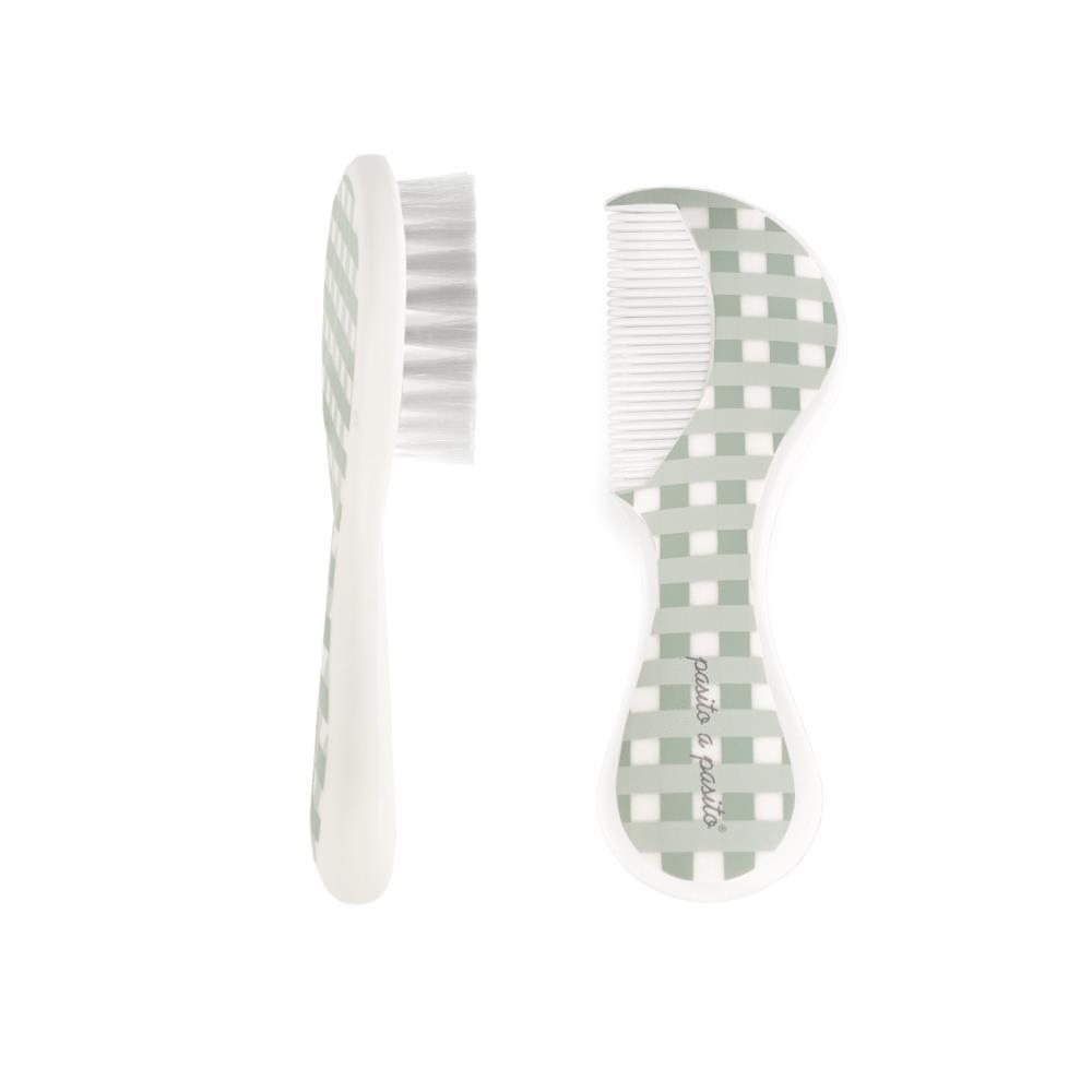 Conjunto Escova e Pente Pasito a Pasito Vichy Green