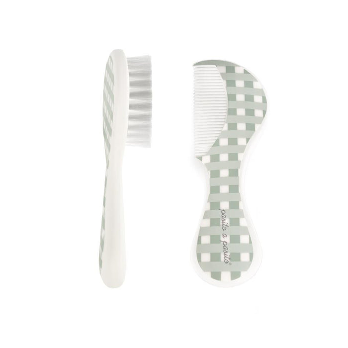 Conjunto Escova e Pente Pasito a Pasito Vichy Green