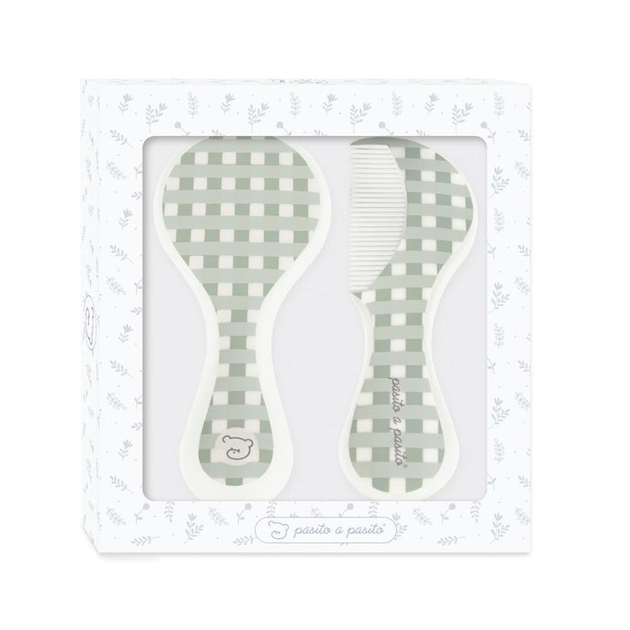 Conjunto Escova e Pente Pasito a Pasito Vichy Green