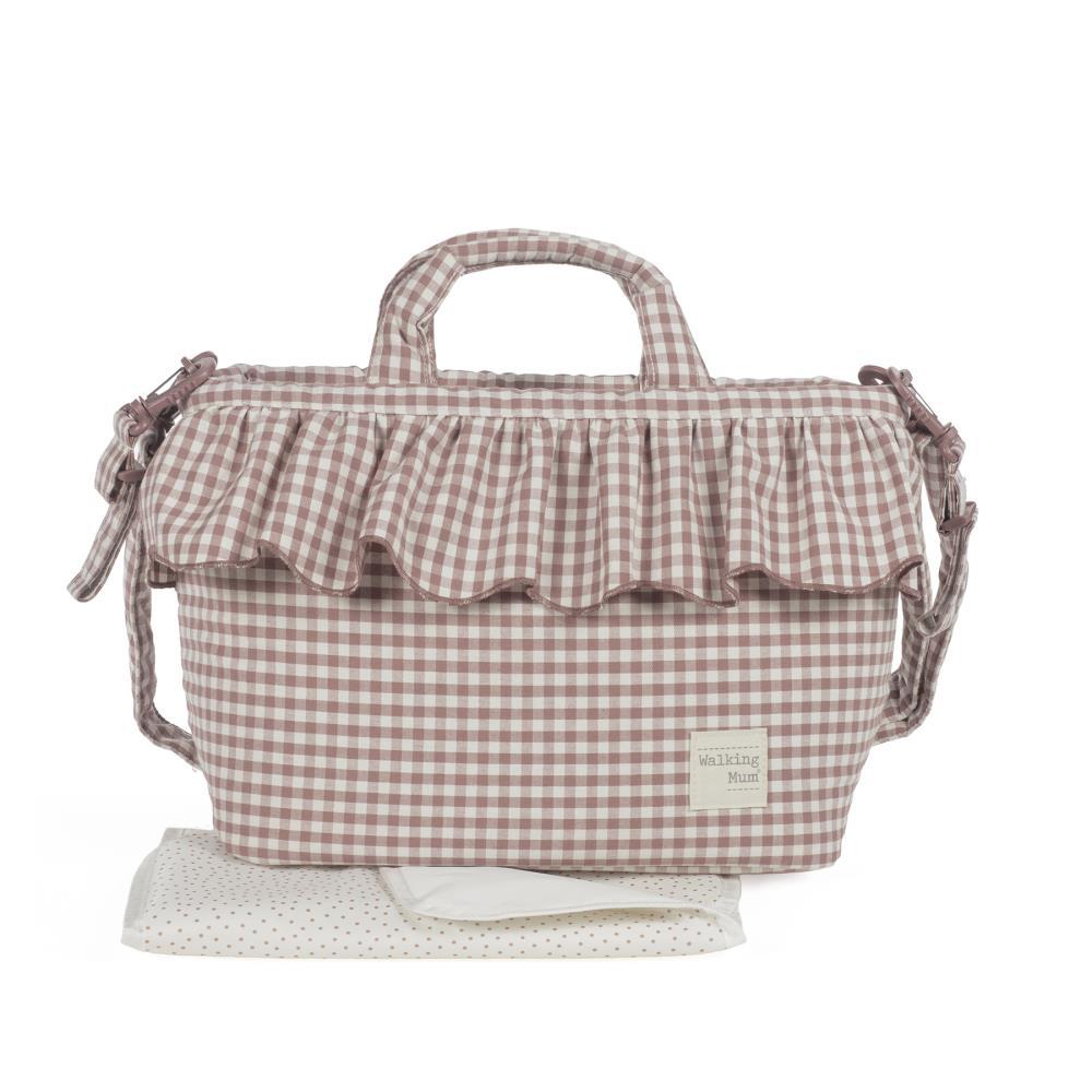 Saco com Muda Fraldas Walking Mum Praliné Vichy Moka