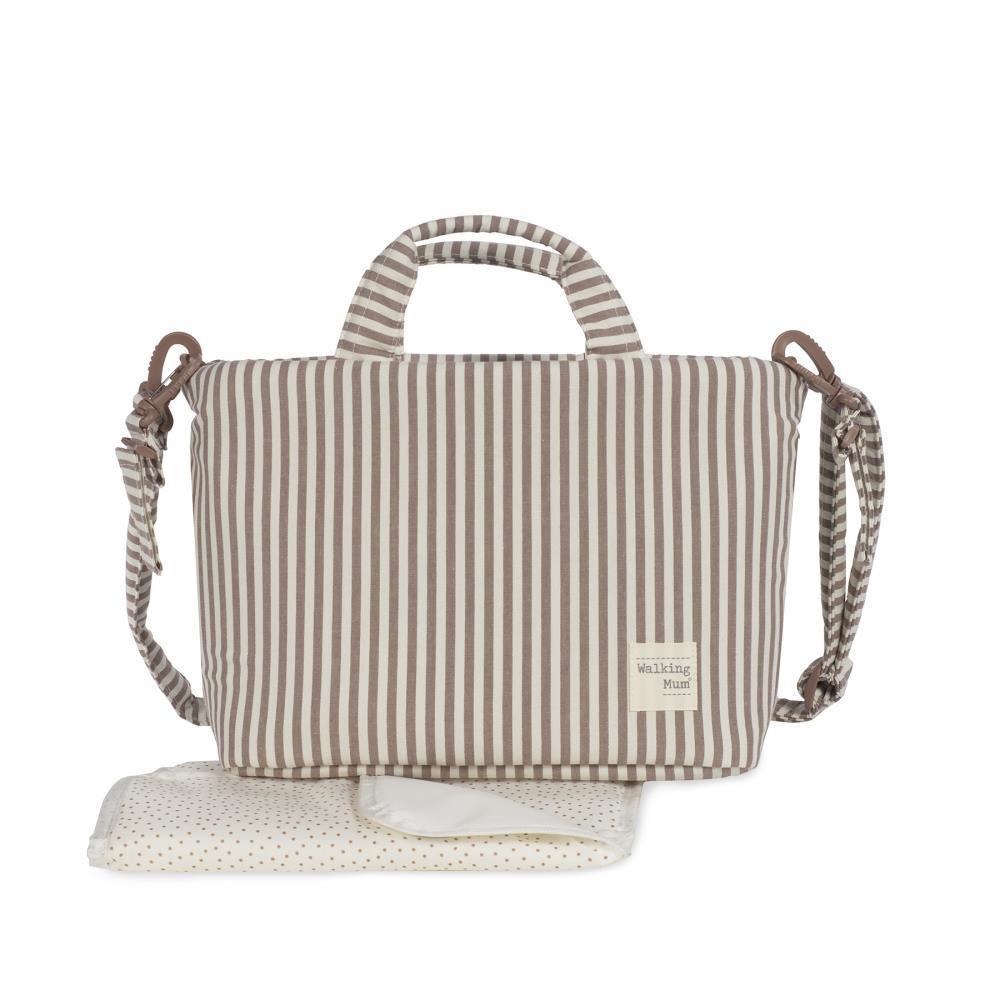 Saco com Muda Fraldas Walking Mum Praliné Strips Moka