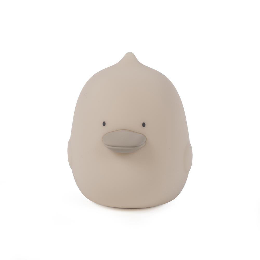 Lámpara de noche de silicona con forma de pato mamá paseando, color beige.