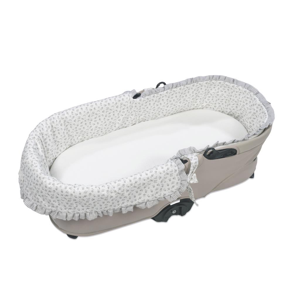 Forra/Protetor com Atilho Dual e Lençol Pasito a Pasito Little Bloom Flowers Grey