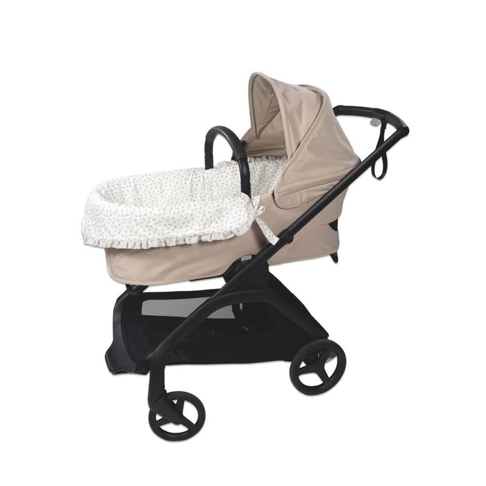 Forra/Protetor com Atilho Dual e Lençol Pasito a Pasito Little Bloom Flowers Grey