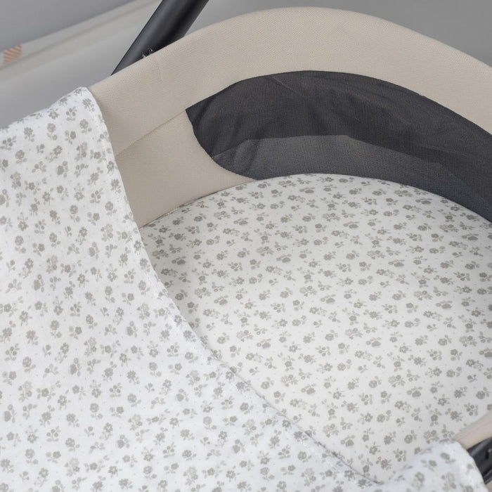 Conjunto de Lençóis para Alcofa Pasito a Pasito Little Bloom Flower Grey