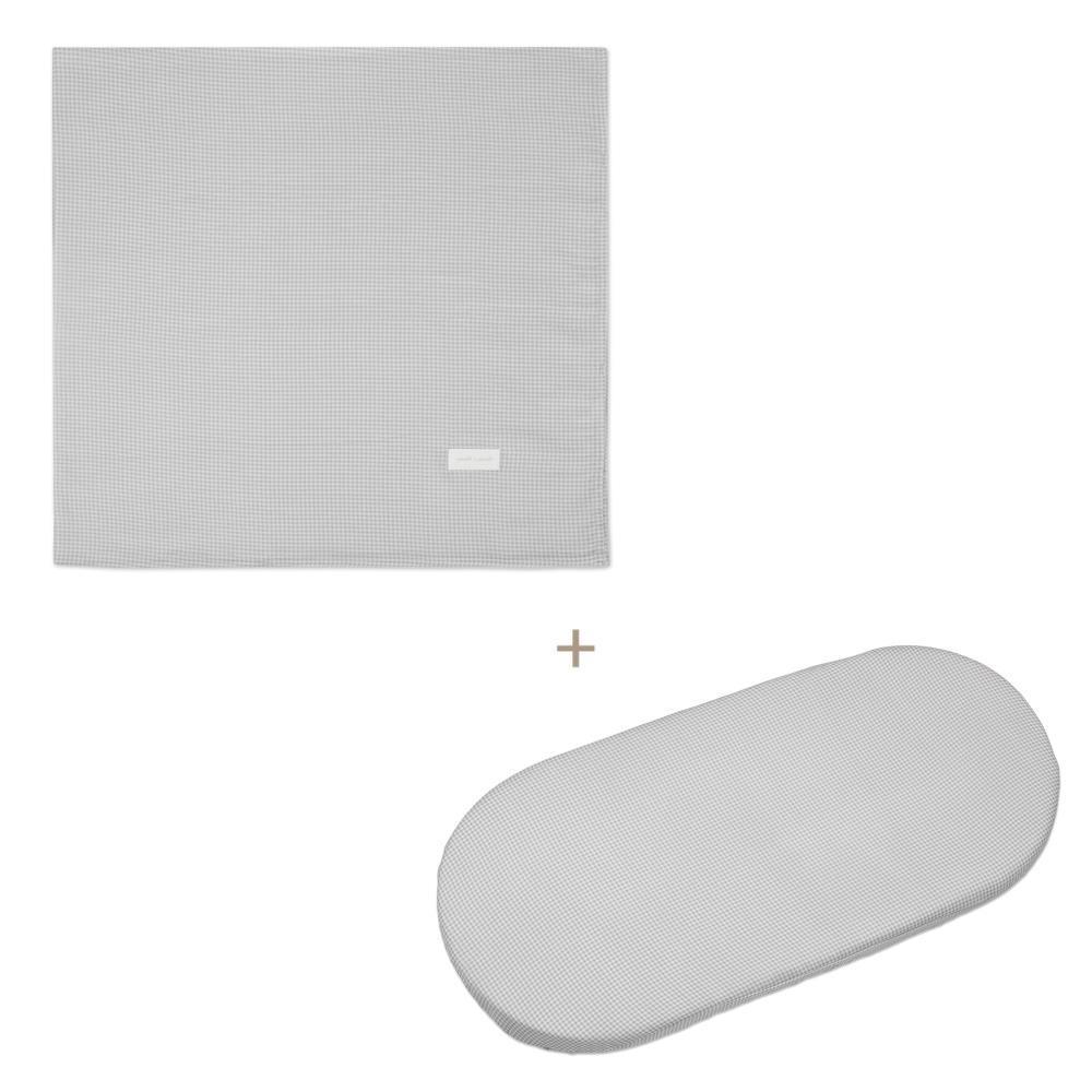 Conjunto de Lençóis para Alcofa Pasito a Pasito Little Bloom Vichy Grey