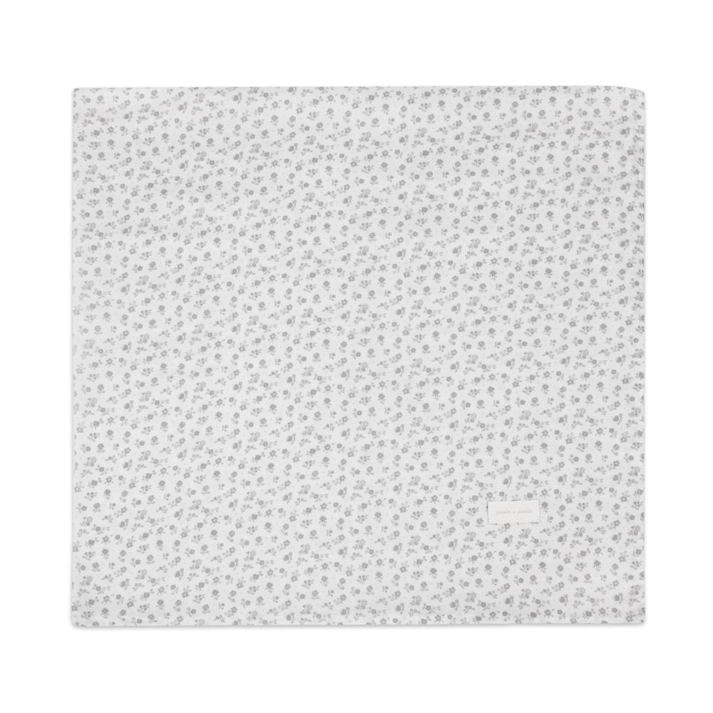 Pasito a Pasito Little Bloom Flowers Grey Muslin 120x120cm