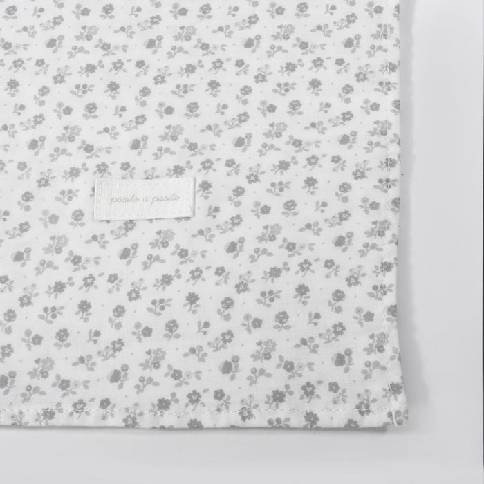 Musselina Pasito a Pasito Little Bloom Flowers Grey 120x120cm