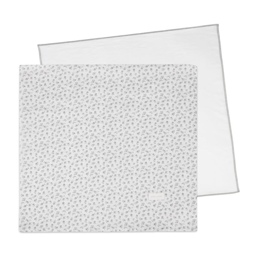 2 Musselinas Pasito a Pasito Little Bloom Flower Grey 70x70cm