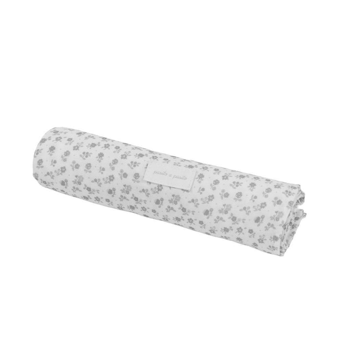 2 Musselinas Pasito a Pasito Little Bloom Flower Grey 70x70cm
