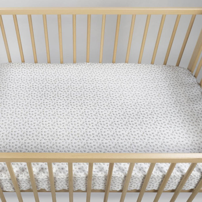 Lençol Ajustável  para Berço/Cama Pasito a Pasito Little Bloom Flowers Grey 120x60cm