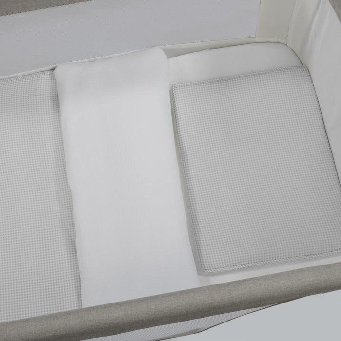 Conjunto de 3 Peças para Berço 90x50cm Pasito a Pasito Little Bloom Vichy Grey