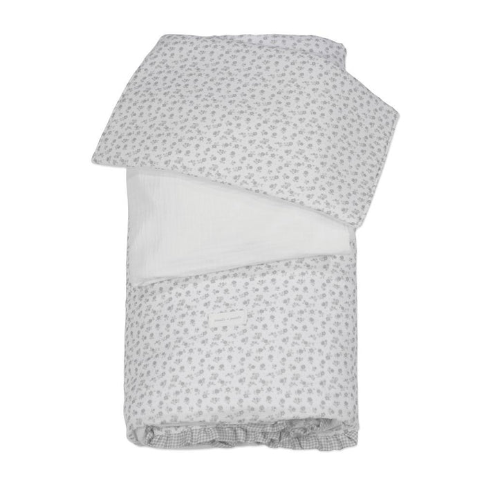 Conjunto de 3 Peças para Berço 120x60cm Pasito a Pasito Little Bloom Flowers Grey