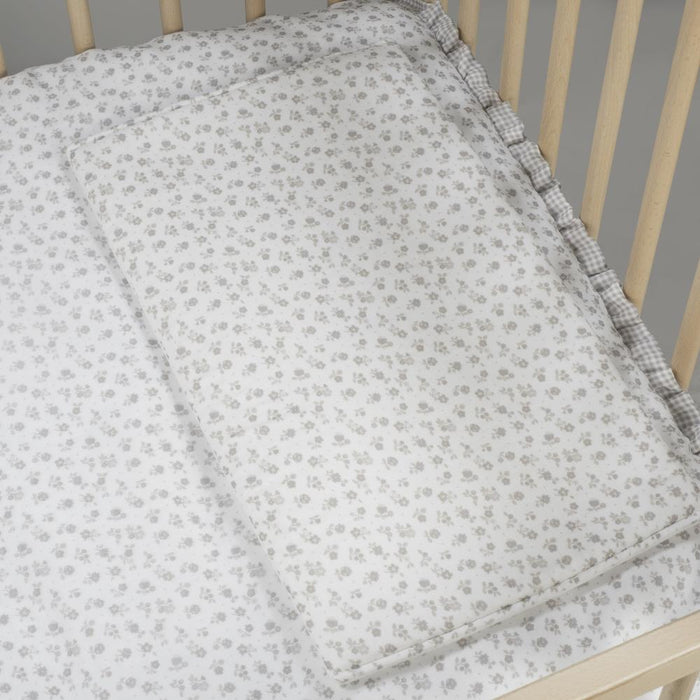 Conjunto de 3 Peças para Berço 120x60cm Pasito a Pasito Little Bloom Flowers Grey