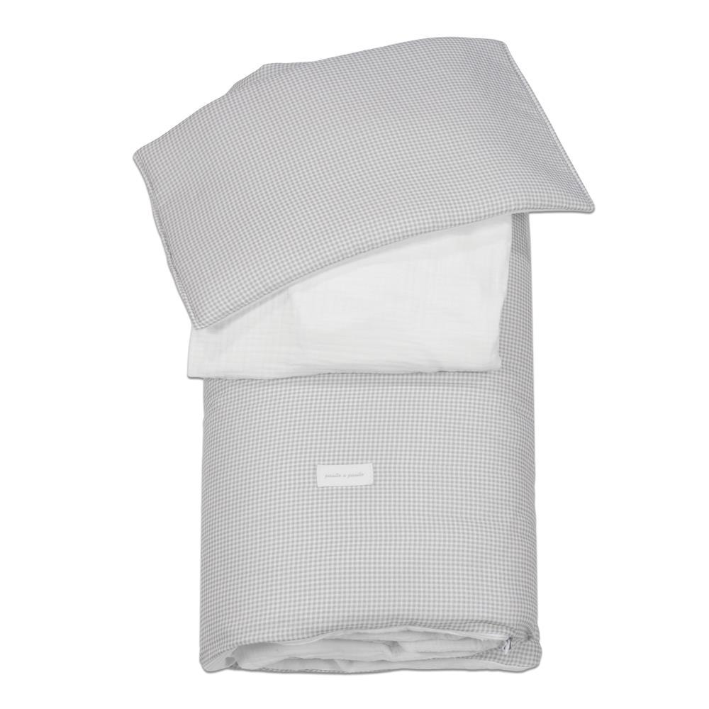 3-Piece Crib Bedding Set 120x60cm Pasito a Pasito Little Bloom Vichy Grey