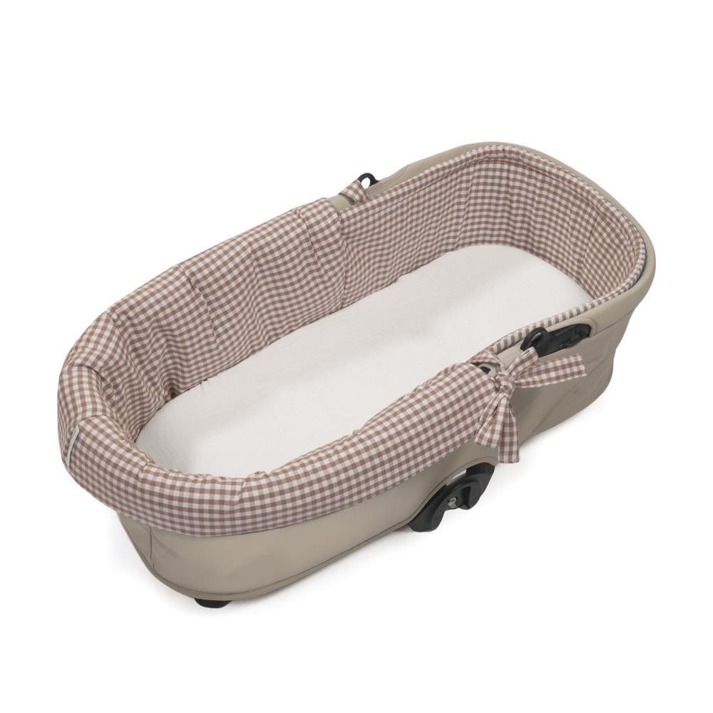 Forra/Protetor com Atilho Dual e Lençol para Alcofa Walking Mum Praliné Vichy/Strips Moka