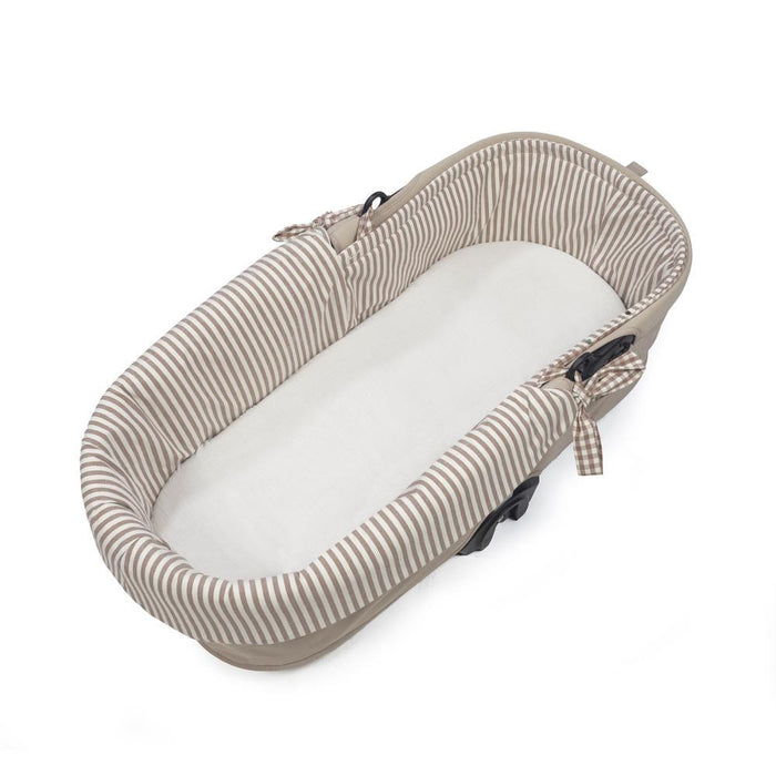 Forra/Protetor com Atilho Dual e Lençol para Alcofa Walking Mum Praliné Vichy/Strips Moka