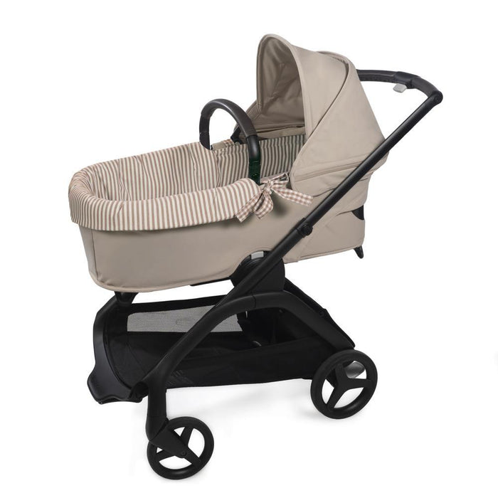 Forra/Protetor com Atilho Dual e Lençol para Alcofa Walking Mum Praliné Vichy/Strips Moka