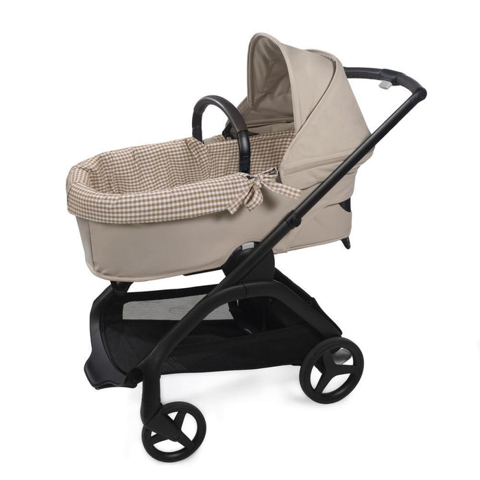 Forra/Protetor com Atilho Dual e Lençol para Alcofa Walking Mum Praliné Vichy/Strips Moka
