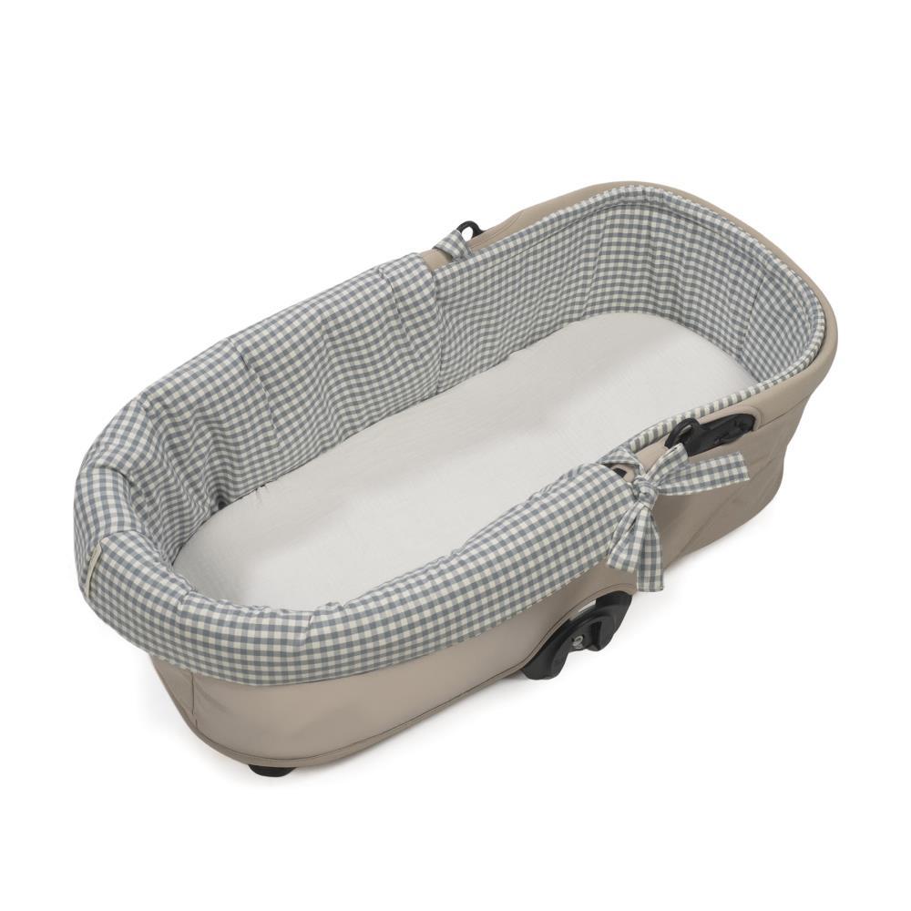 Forra/Protetor com Atilho Dual e Lençol para Alcofa Walking Mum Praliné Vichy/Strips Matcha