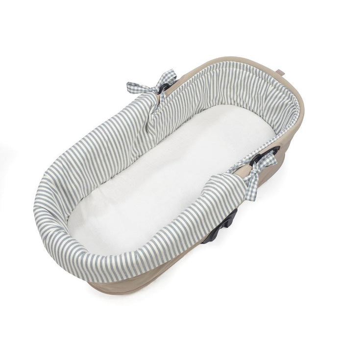 Forra/Protetor com Atilho Dual e Lençol para Alcofa Walking Mum Praliné Vichy/Strips Matcha
