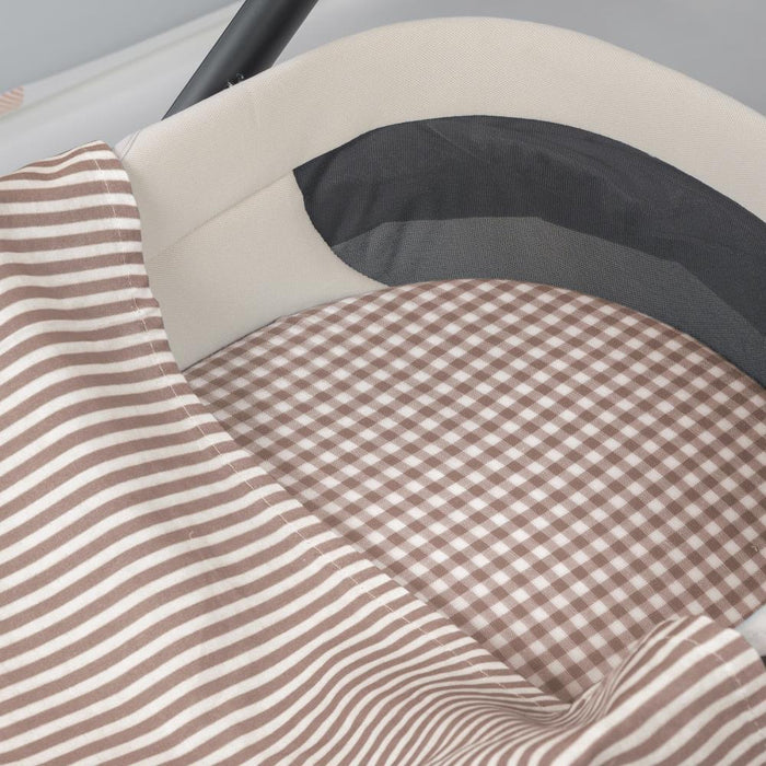 Conjunto de Lençóis para Alcofa Walking Mum Praliné Vichy/Strips Moka