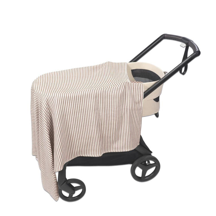 Conjunto de Lençóis para Alcofa Walking Mum Praliné Vichy/Strips Moka