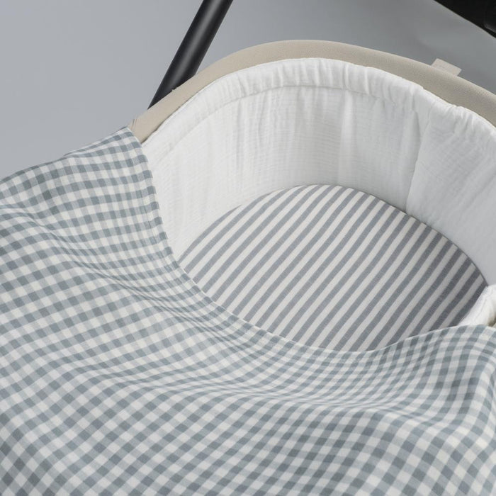 Conjunto de Lençóis para Alcofa Walking Mum Praliné Strips/Vichy Matcha