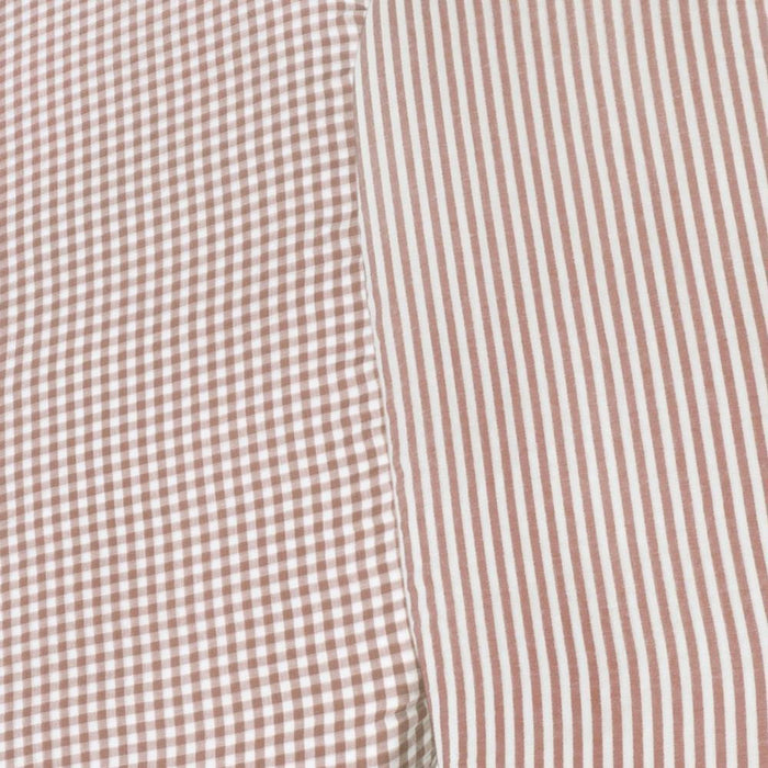 Conjunto de 2 Lençóis Ajustáveis para Alcofa Walking Mum Vichy/Strips Moka 73x32 cm