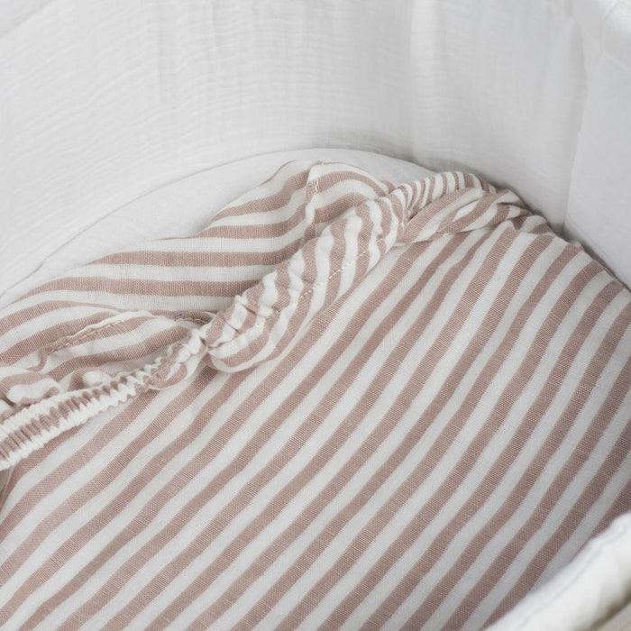 Conjunto de 2 Lençóis Ajustáveis para Alcofa Walking Mum Vichy/Strips Moka 73x32 cm