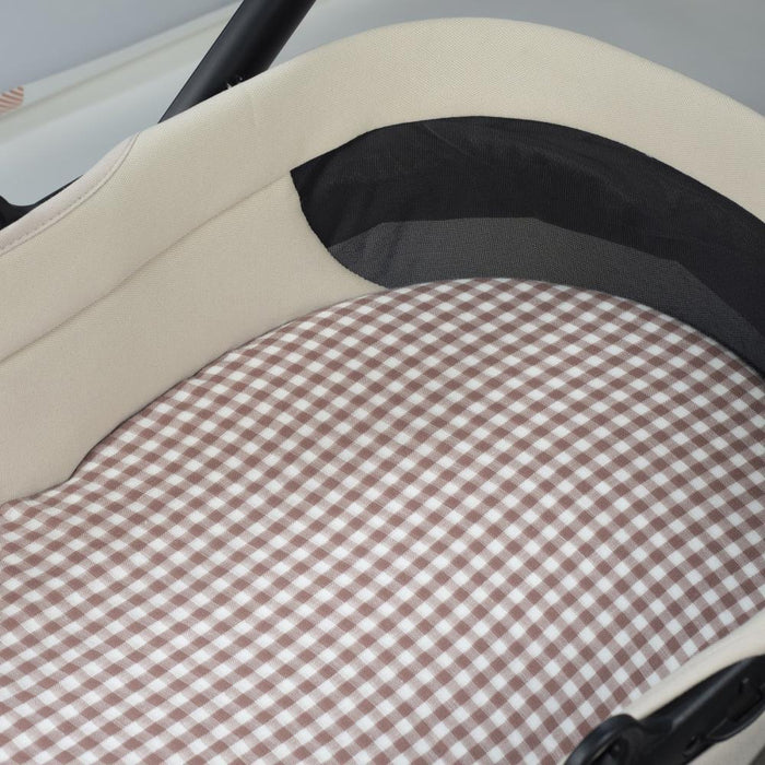 Conjunto de 2 Lençóis Ajustáveis para Alcofa Walking Mum Vichy/Strips Moka 73x32 cm