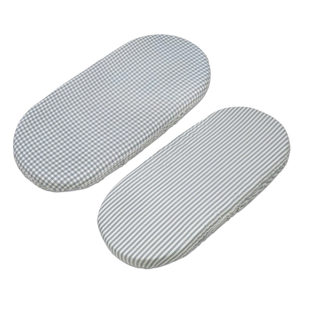 Conjunto de 2 Lençóis Ajustáveis para Alcofa Walking Mum Vichy/Strips Matcha 73x32 cm