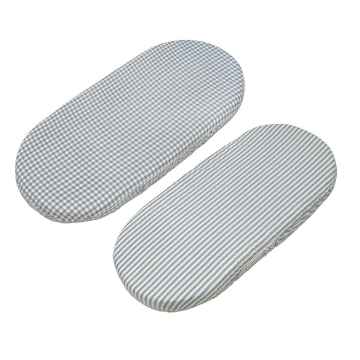 Conjunto de 2 Lençóis Ajustáveis para Alcofa Walking Mum Vichy/Strips Matcha 73x32 cm