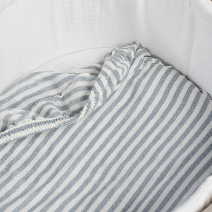 Conjunto de 2 Lençóis Ajustáveis para Alcofa Walking Mum Vichy/Strips Matcha 73x32 cm