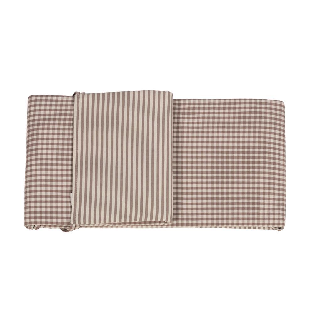 Crib Bumper 120x60cm Walking Mum Praliné Vichy/Strips Moka