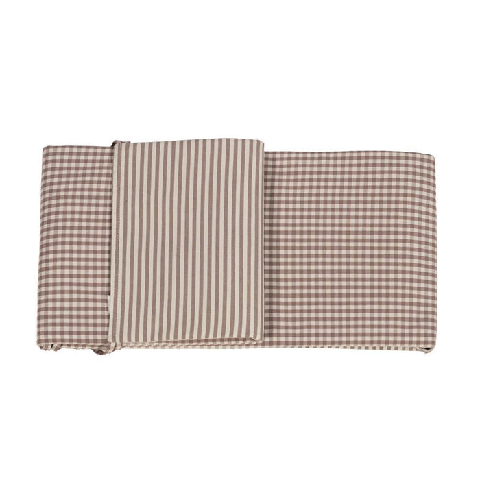 Protetor para Berço de 120x60cm Walking Mum Praliné Vichy/Strips Moka