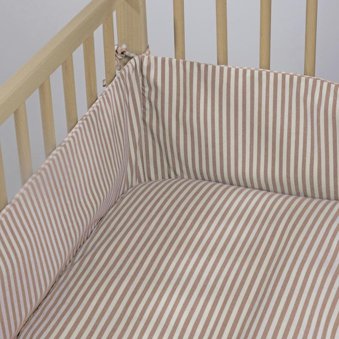Protetor para Berço de 120x60cm Walking Mum Praliné Vichy/Strips Moka