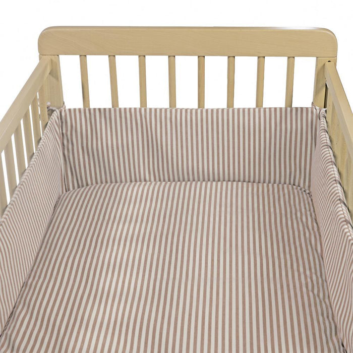 Protetor para Berço de 120x60cm Walking Mum Praliné Vichy/Strips Moka
