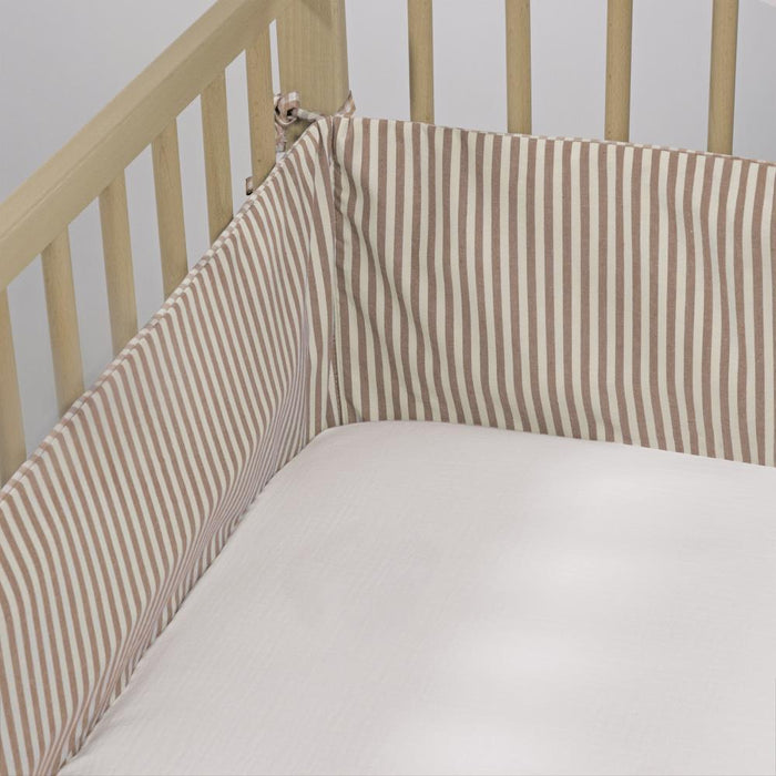 Protetor para Berço de 120x60cm Walking Mum Praliné Vichy/Strips Moka