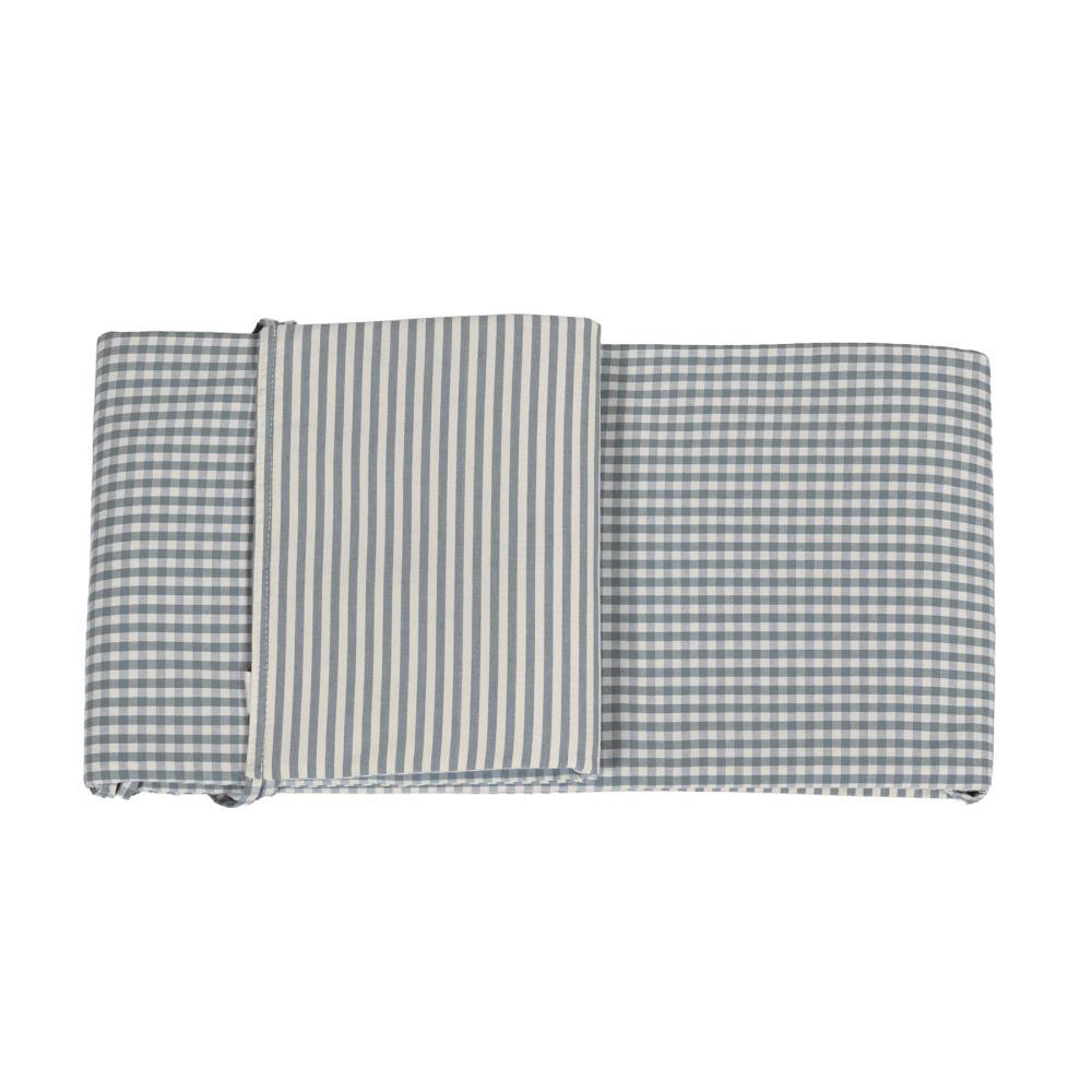 Protetor para Berço de 120x60cm Walking Mum Praliné Vichy/Strips Matcha