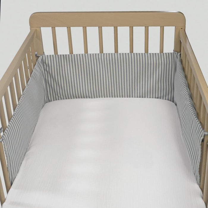 Protetor para Berço de 120x60cm Walking Mum Praliné Vichy/Strips Matcha