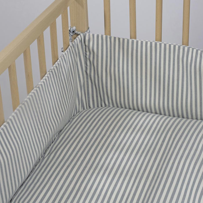 Protetor para Berço de 120x60cm Walking Mum Praliné Vichy/Strips Matcha