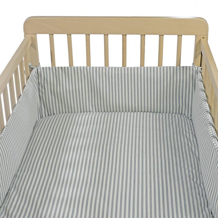 Protetor para Berço de 120x60cm Walking Mum Praliné Vichy/Strips Matcha